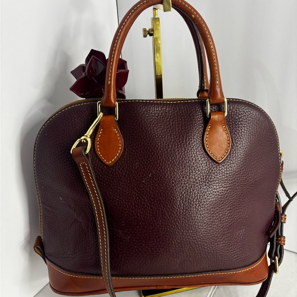 Dooney & Bourke Maroon and Tan Leather Satchel - Picture 3 of 9